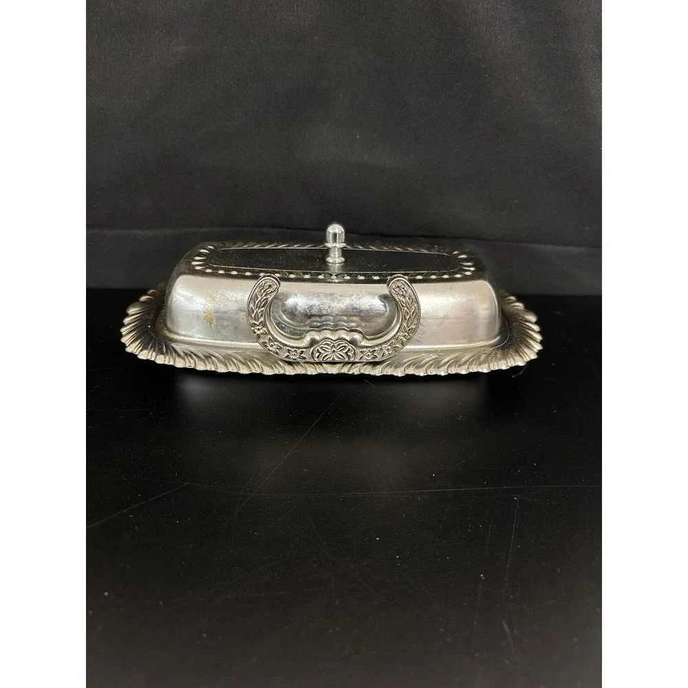 Irvinware 1970s Vintage Chrome Plated Butter Dish with Lid